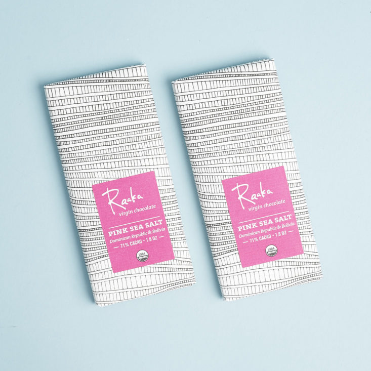 Raaka pink sea salt chocolate bars