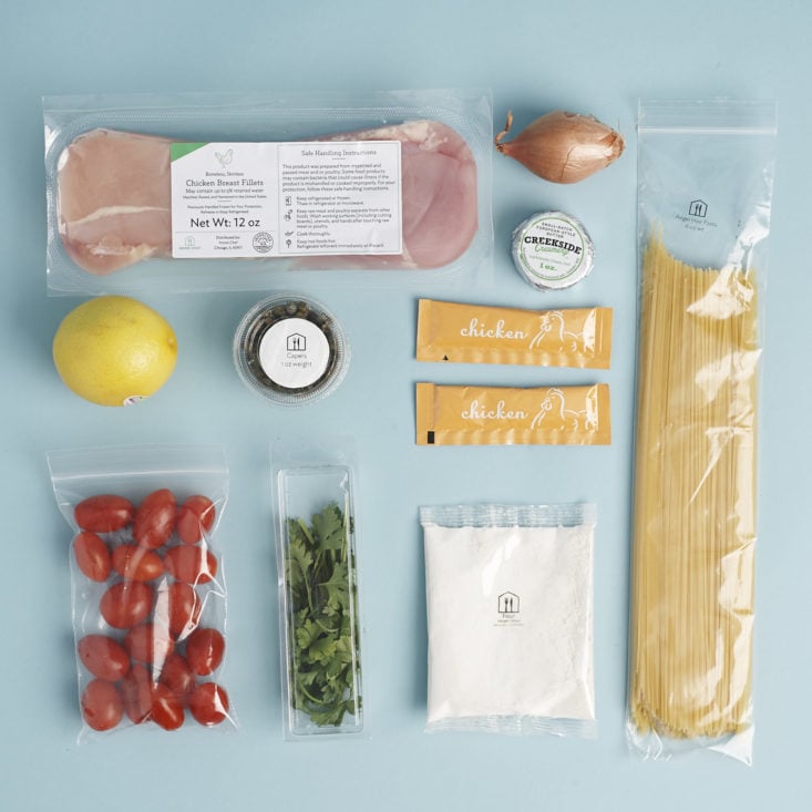 Classic Chicken Piccata ingredients laid out