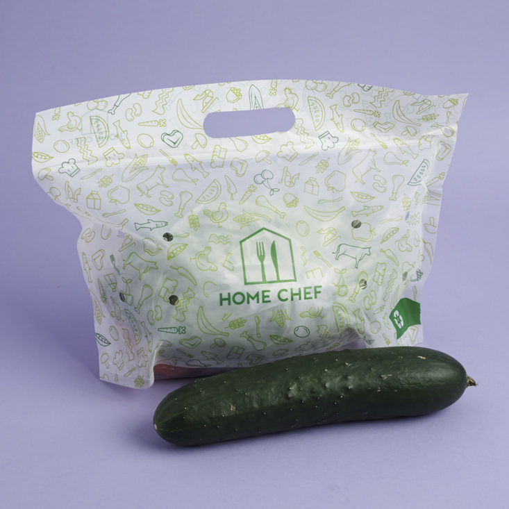 spinach feta pocket and cucumber salad ingredients bag