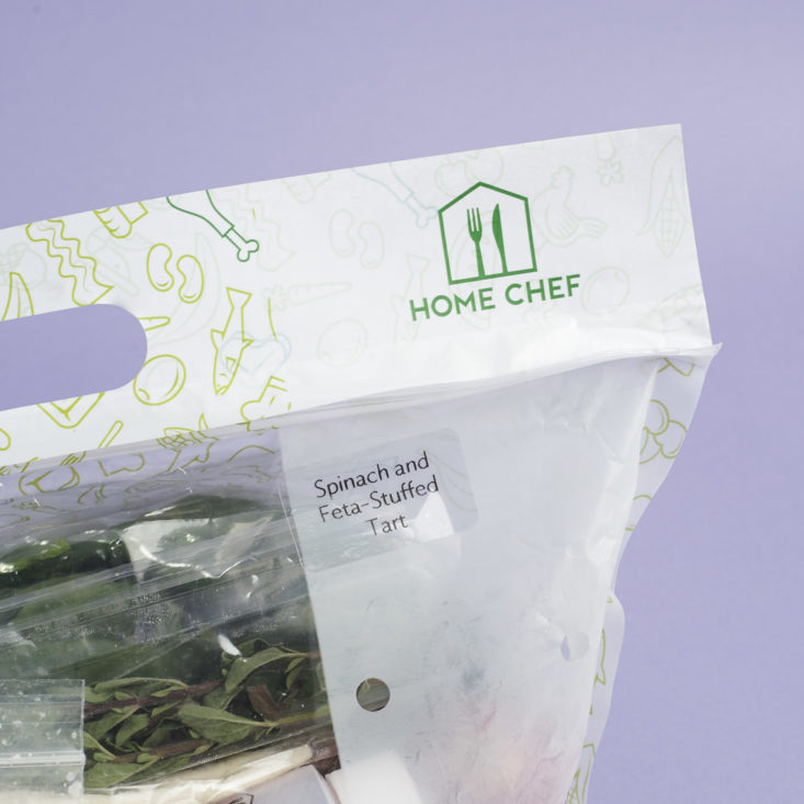 spinach and feta ingredients bag