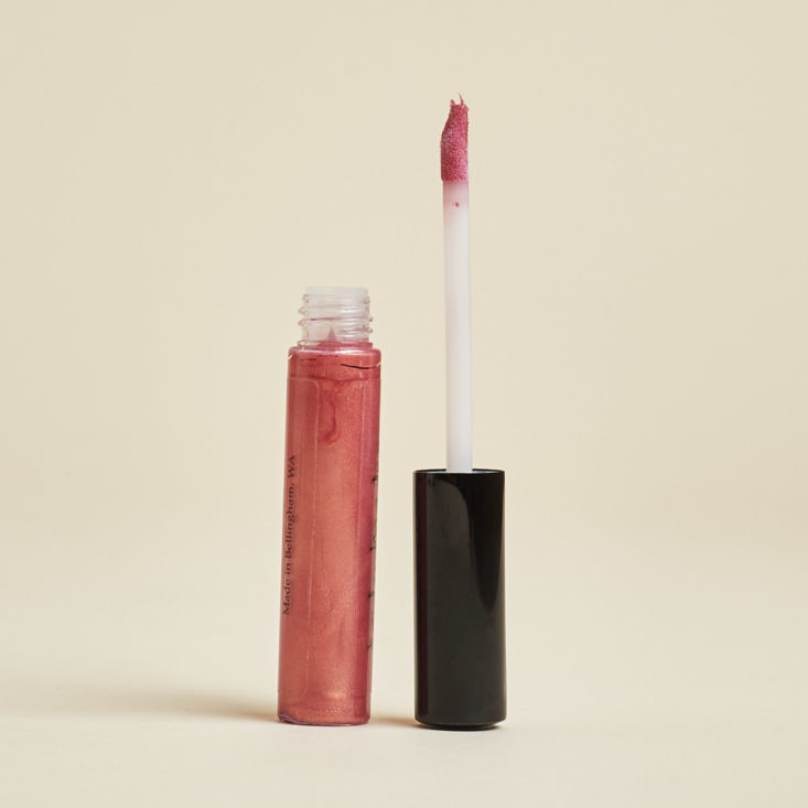rosy pink lip gloss and applicator