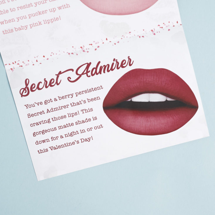 Secret Admirer info card