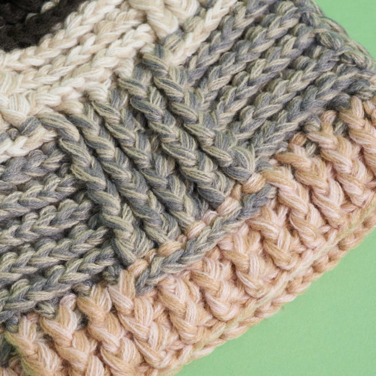 close up on knit hat