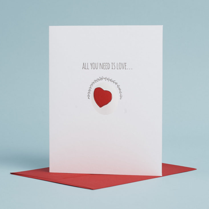 Front of All You Need it love die cut letterpress card
