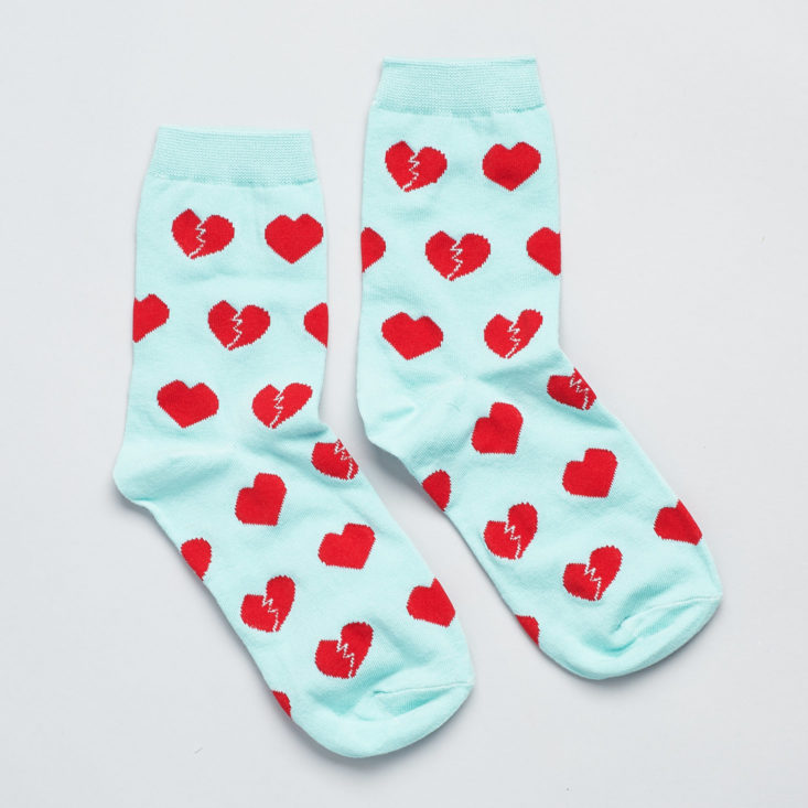 heart socks laid flat