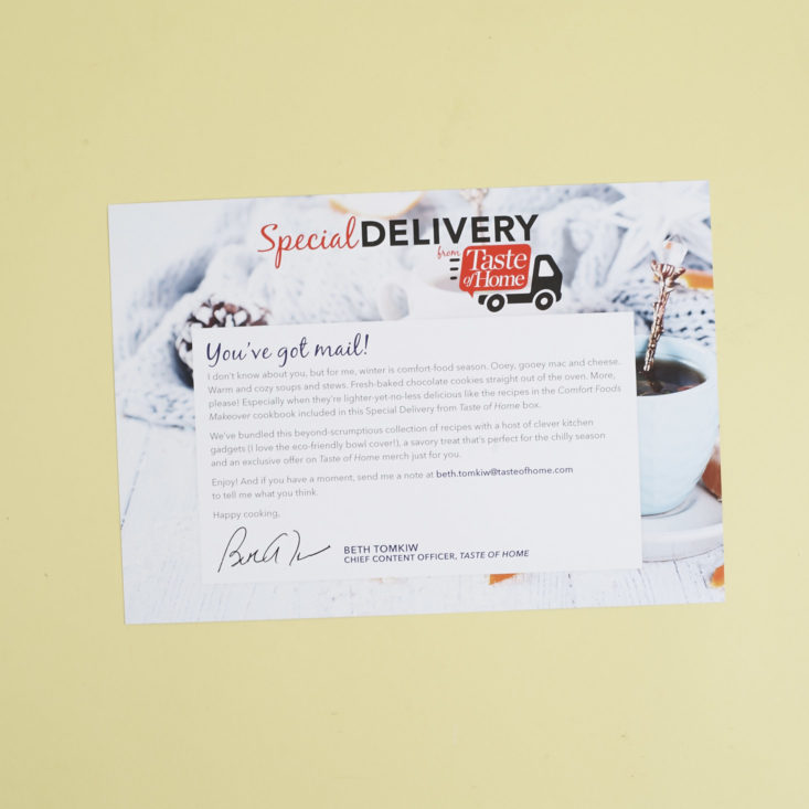 Special Delivery From Taste of Home Box Winter 2018 Monthly Card