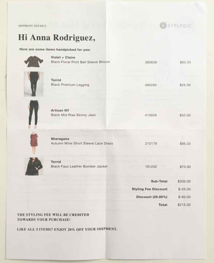 Stylogic January 2018 invoice