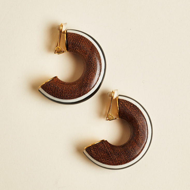 set of chunky wooden clip on earrings