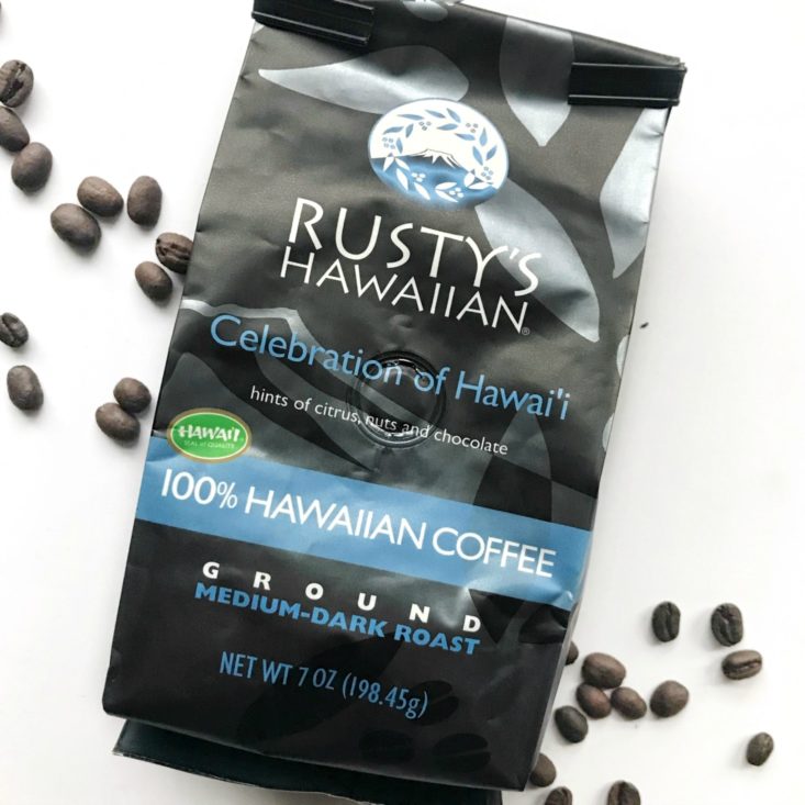 Rusty’s Hawaiian Celebration of Hawaii Medium Dark Roast Coffee package front