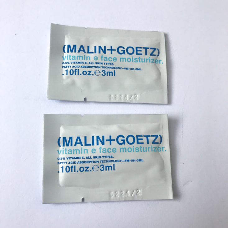 (MALIN+GOETZ) vitamin e face moisturizer, 2 foil packet samples