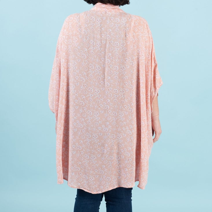 back of pink kimono on model