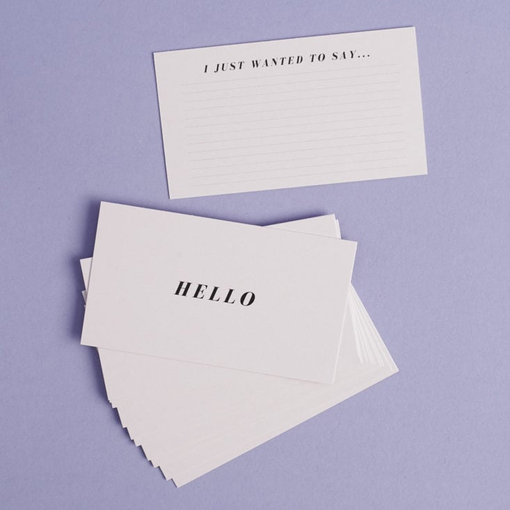 front and back of "HELLO” COMPLIMENT CARDS