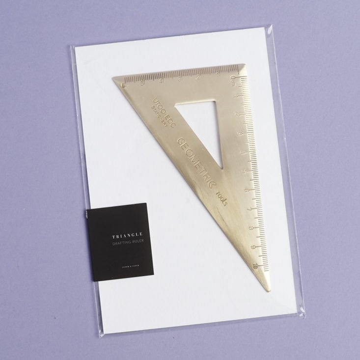 brass triangle drafting ruler, in package