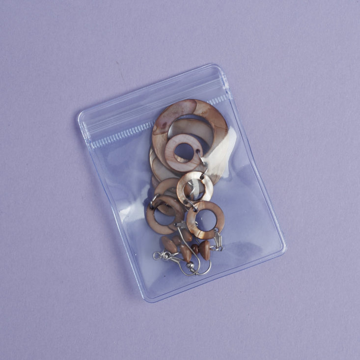 Earrings in resealable pouch