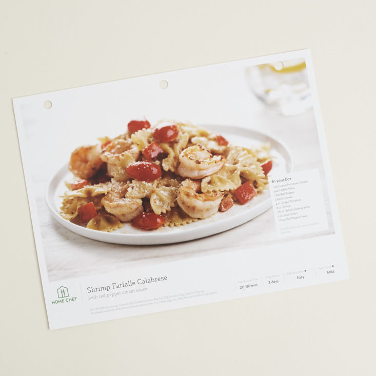 Shrimp Farfalle Calabrese recipe card