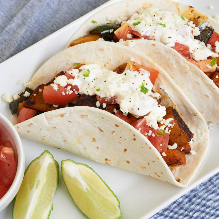 home chef butternut squash and poblano tacos