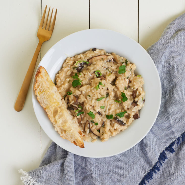 mushroom risotto from home chef