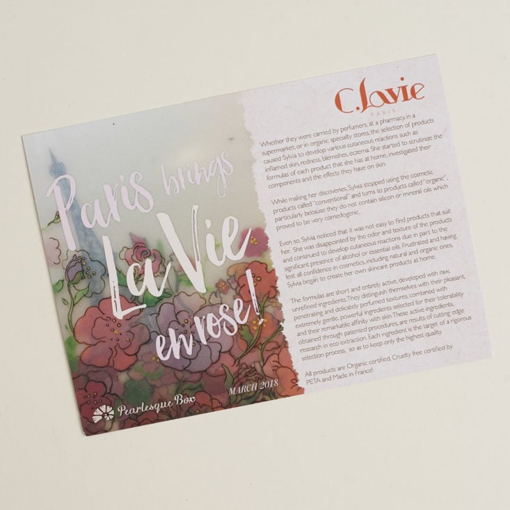 info card for C. Lavie products