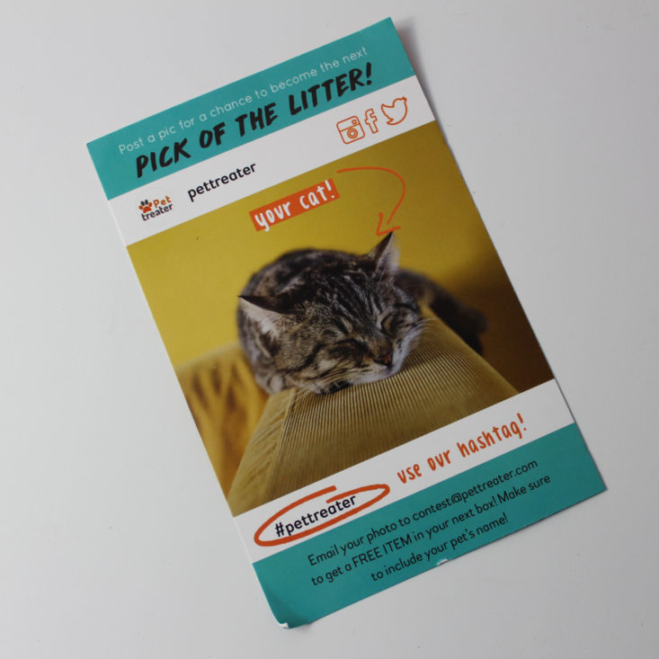 Pet Treater Cat Pack March 2018 Booklet Front