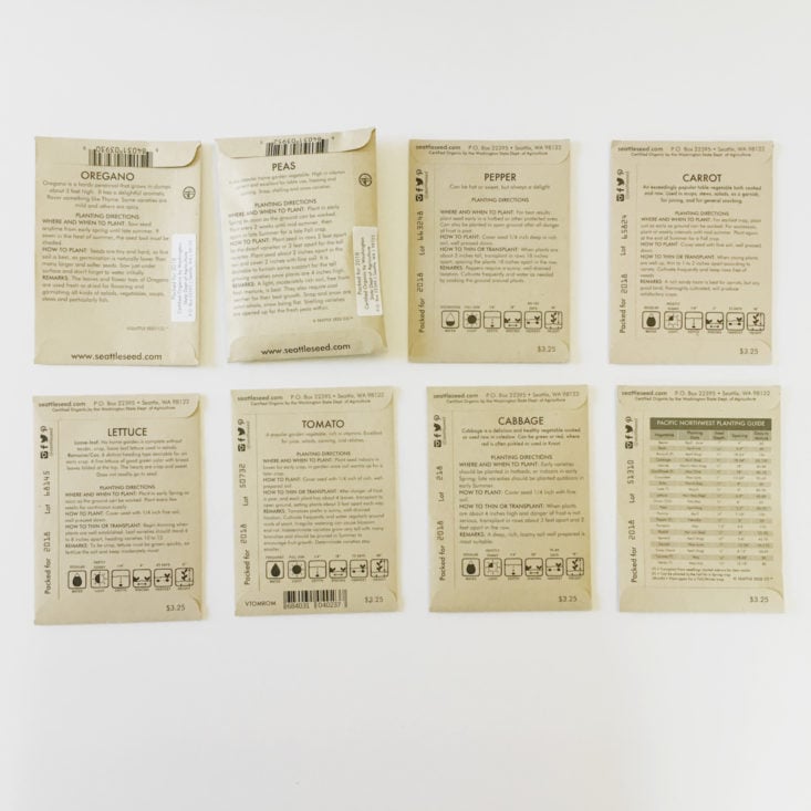 back of seed packets in Plowbox