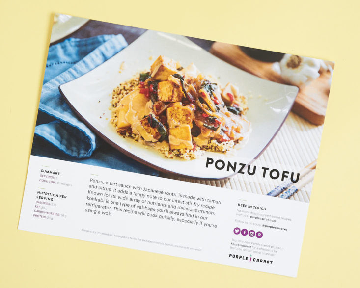 purple carrot ponzu tofu recipe card