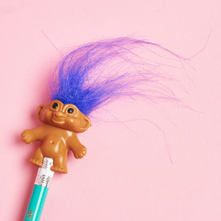troll doll with purple hair pencil topper