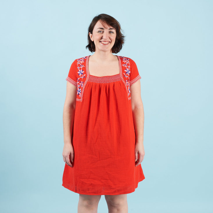 thred up march 2018 red shift dress