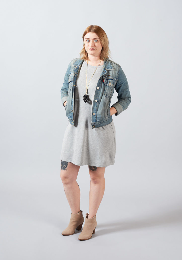 BB Dakota Greer Knit Shift dress styled on model