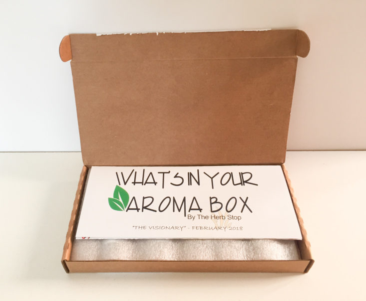 aroma box by herb stop the visionary february 2018 box inside