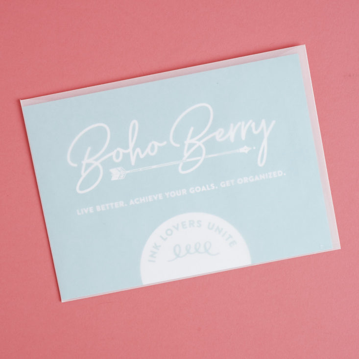 back of boho berry info card