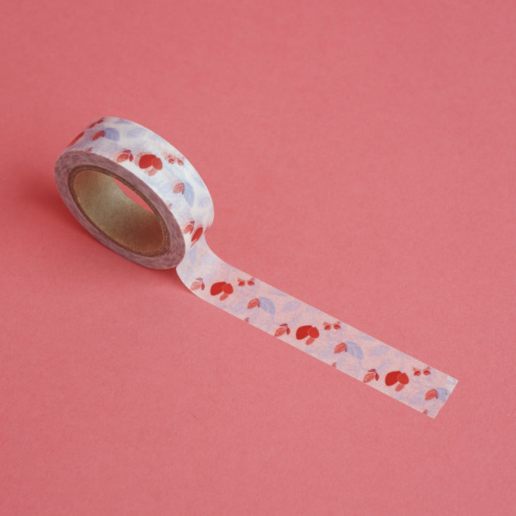 in the clear red and purple floral washi tape, unrolled