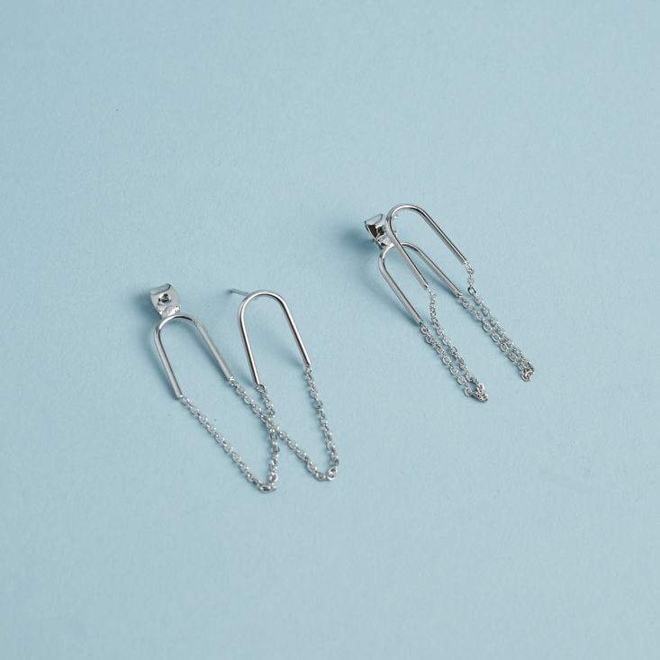 Silver Arch and chain minimalist earrings