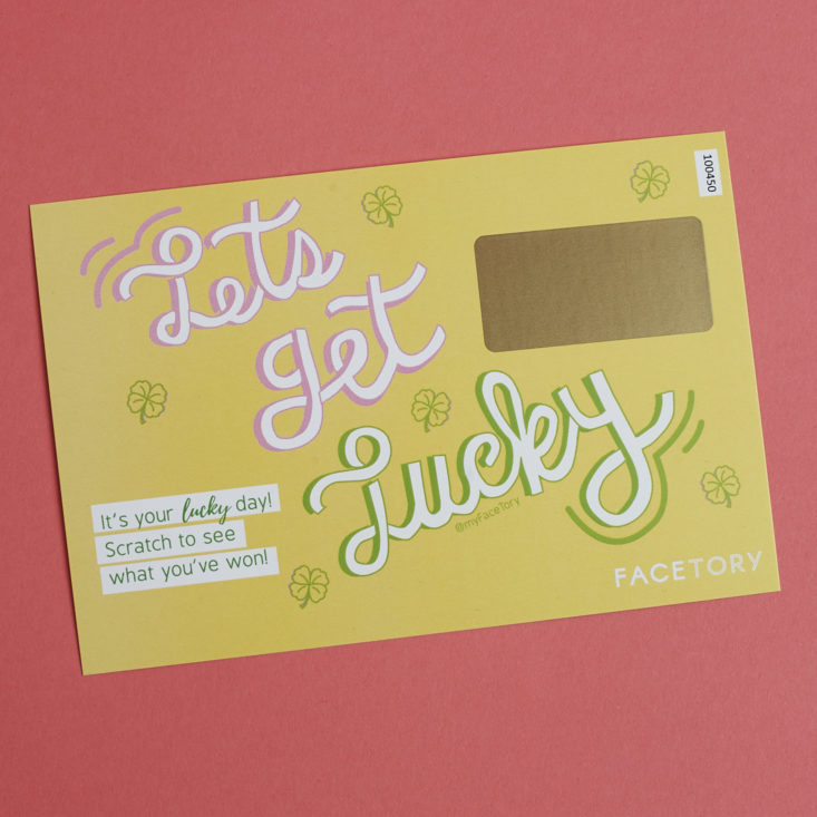 "Let's Get Lucky" scratch off card