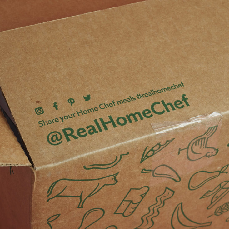 home chef social media handle on box flap