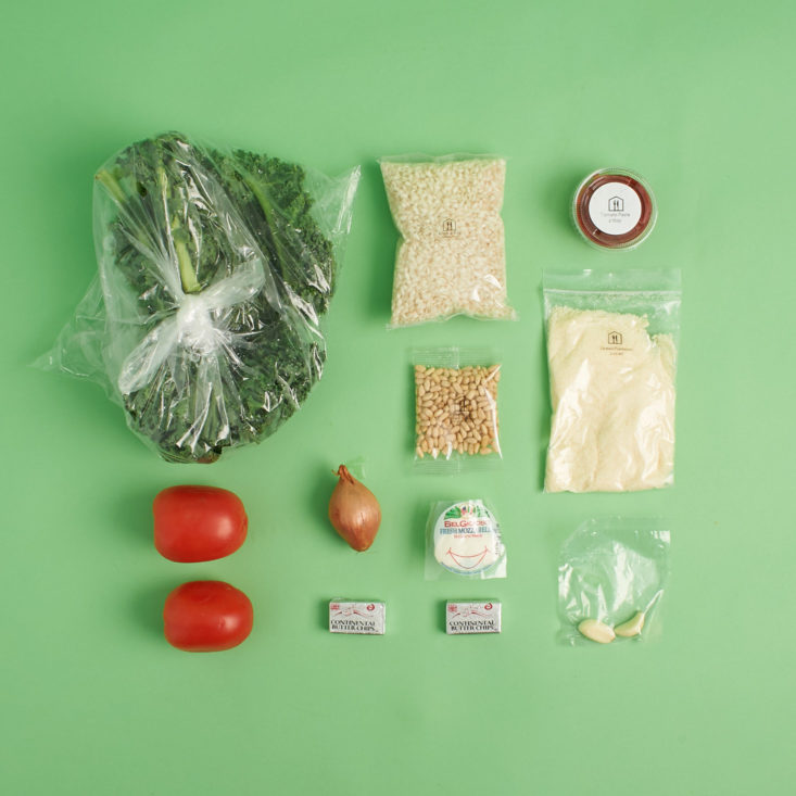 home chef vegetarian april 2018 box risotto ingredients laid out