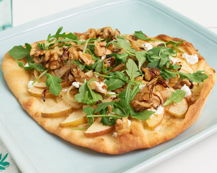 closeup on apple flatbread