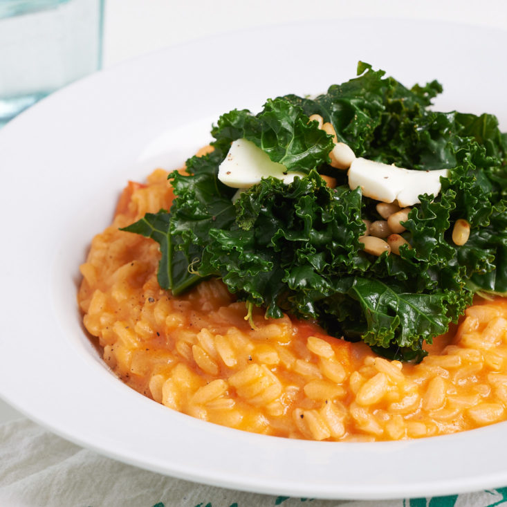 closeup on tomato risotto
