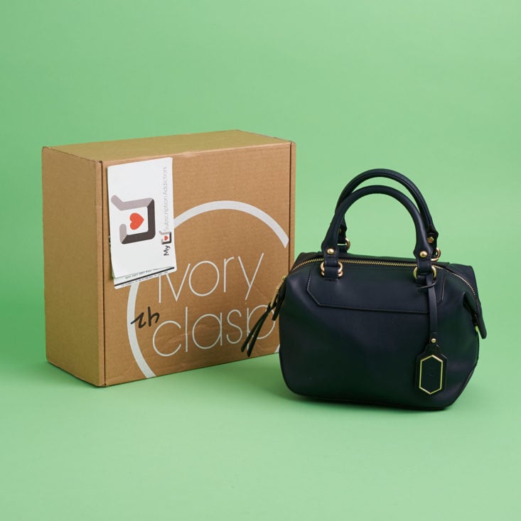 ivory clasp april 2018 purse subscription featured blue handbag