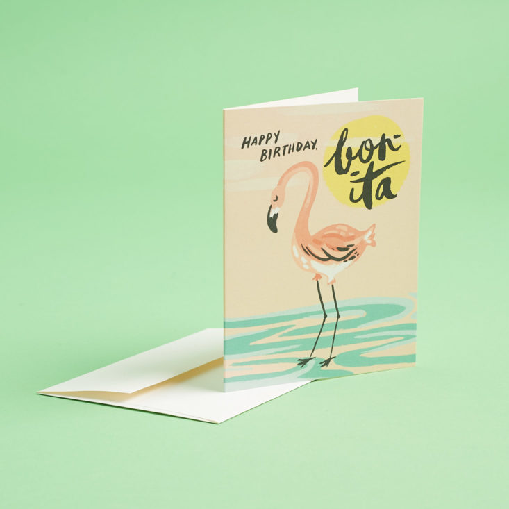 flamingo greeting card and envelope