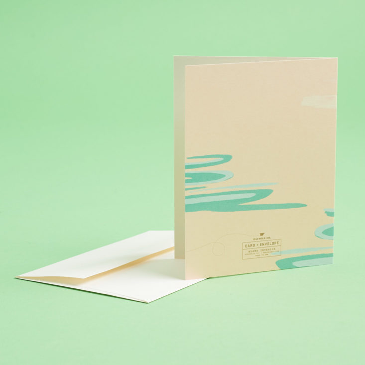 back of flamingo greeting card and envelope