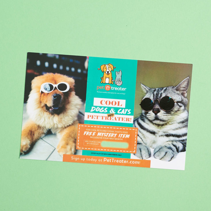 mini monthly mystery box of awesome march 2018 subscription box cat and dog card