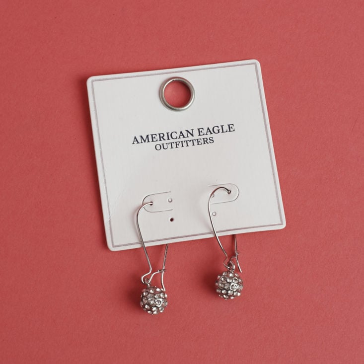 American Eagle Outfitters Silver rhinestone encrusted ball earrings on card