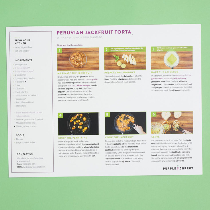 purple carrot peruvian jackfruit torta instructions