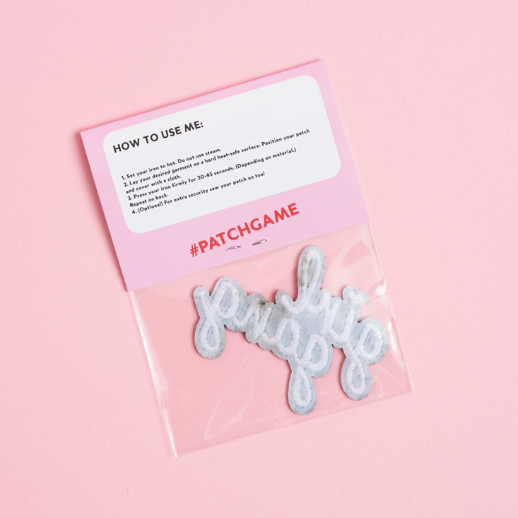 back of girl gang patch package