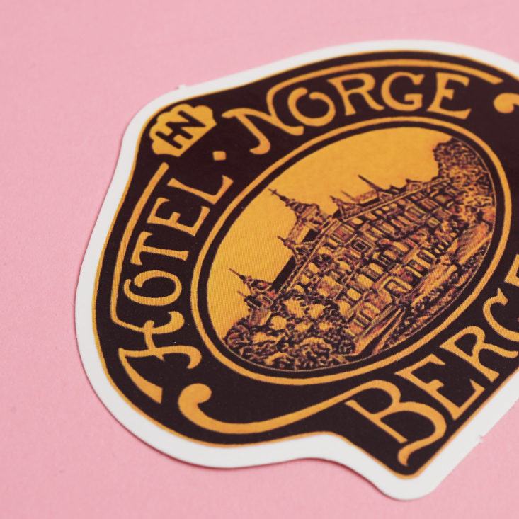 up close on hotel norge sticker