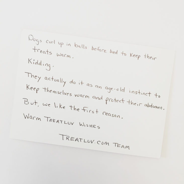 TreatLuv April 2018 Handwritten Note