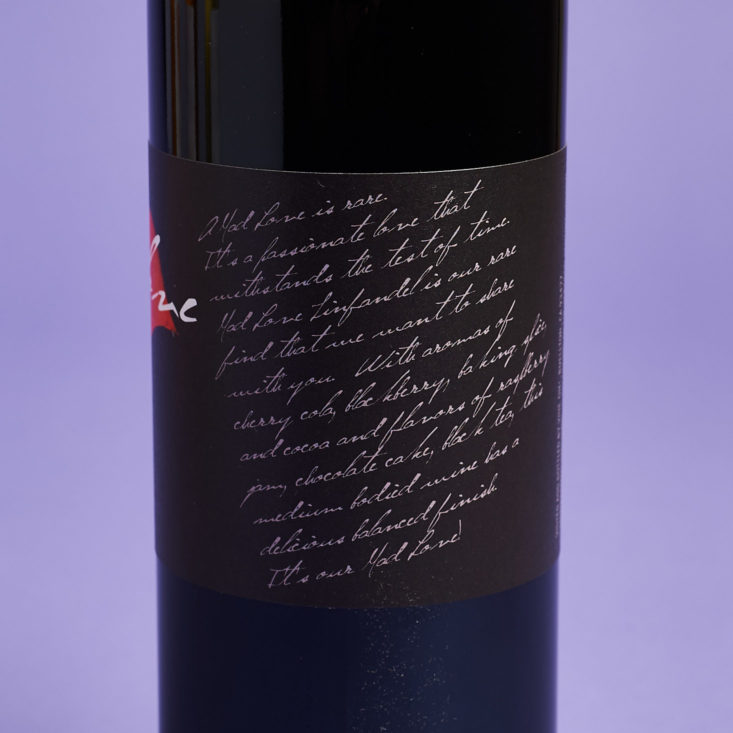 cursive label on bottle
