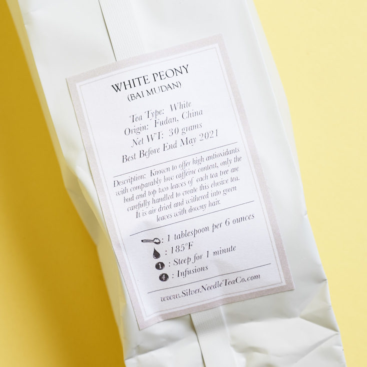 directions for Silver Needle Peony White Tea