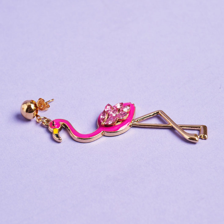 Earfleek premier tier silly and fun flamingo earring laying down