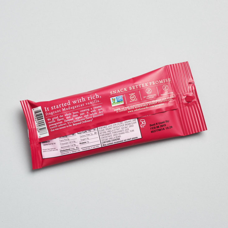 package of pomegranate vanilla nuts